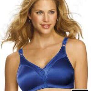 ⭐️2/$30⭐️ BALI Comfort-U 3820, royal blue satin no-wire bra, 40D, like new